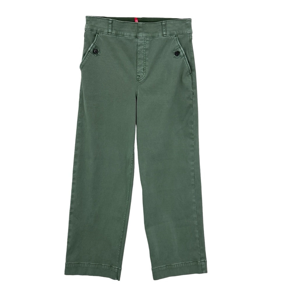 SPANX Pants Twill Cropped Wide Leg Stretch Green